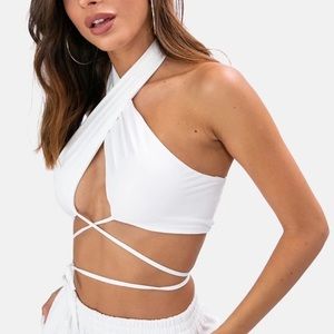 Adika white tied crop top. Size: XS/S